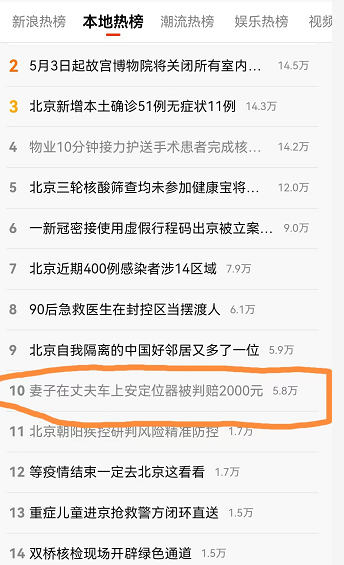 新浪微博热搜截图