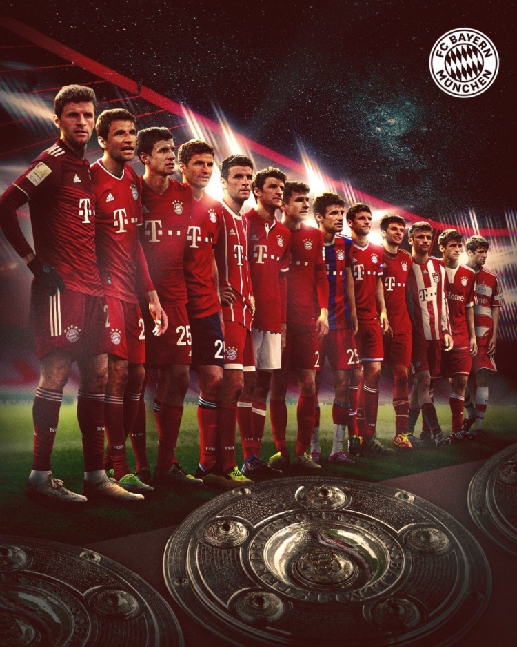 红白生涯拜仁晒穆勒海报庆续约历年形象一字排开