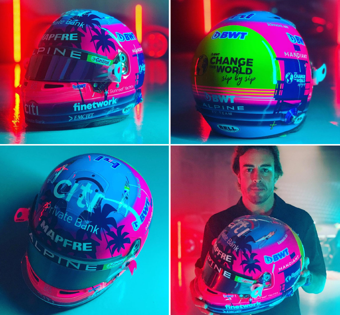 迈阿密大奖赛阿隆索特别版头盔