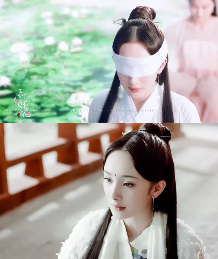 这是素素在天上被素锦陷害挖去双眼时候的造型,一身白衣纯洁素净~7