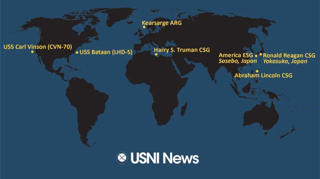 菲律宾海附近的“林肯”号航母 图源：USNI