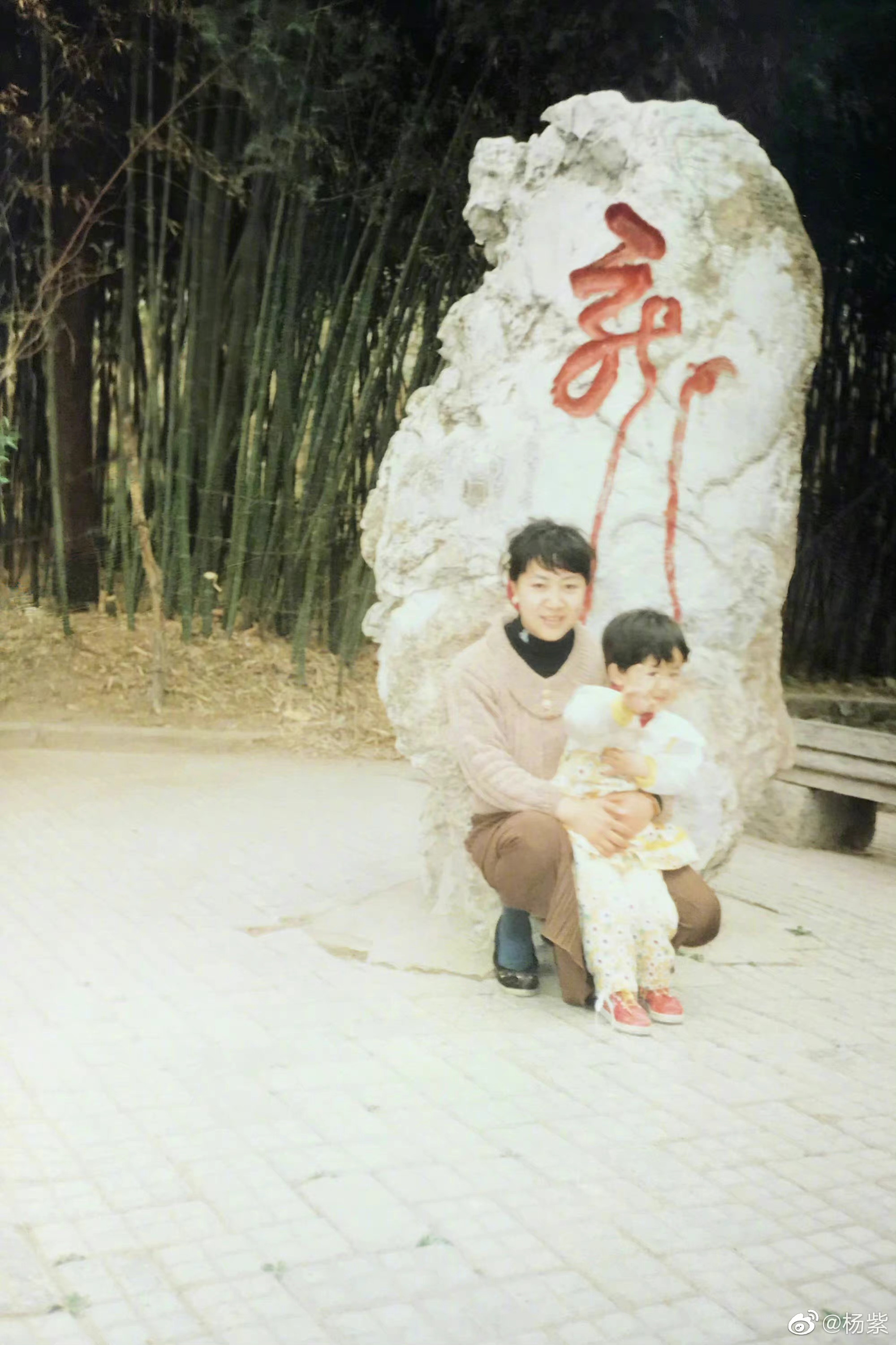 杨紫晒儿时与妈妈合照并祝妈妈母亲节快乐