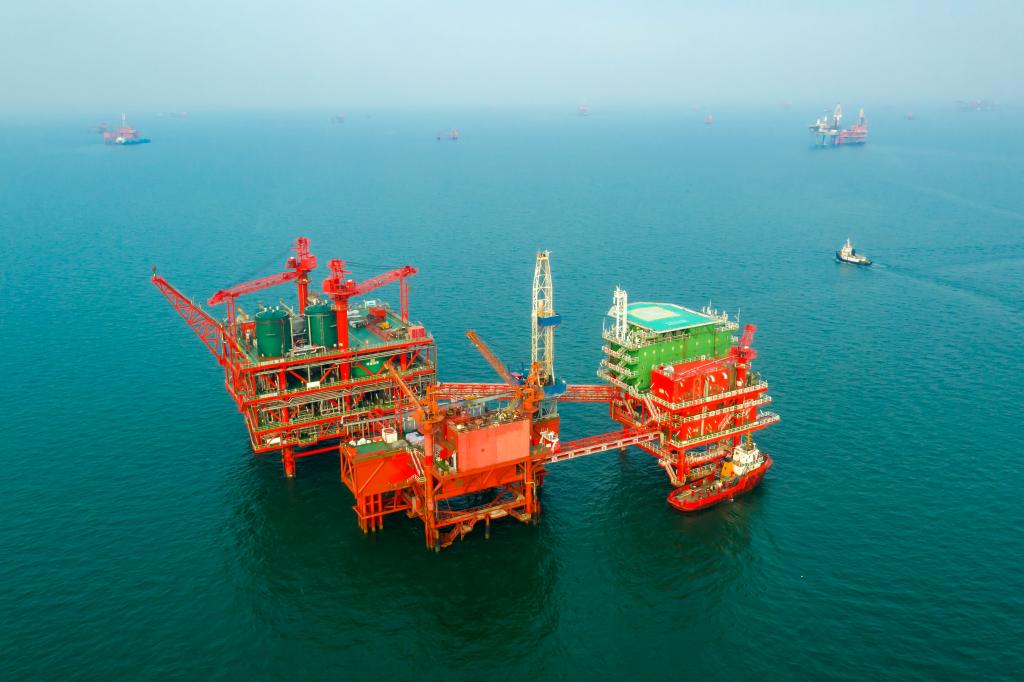 这是中国石化胜利油田海上采油平台.(受访者供图)