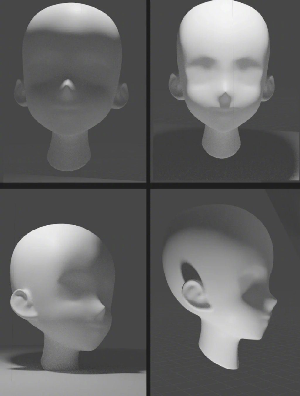 不同角度下的头部光影绘制参考