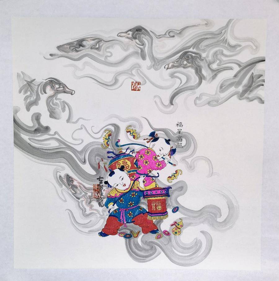 古艺与新意——赵初凡,赵立萍水墨年画作品欣赏__财经头条