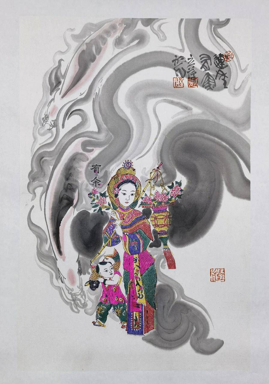 古艺与新意——赵初凡,赵立萍水墨年画作品欣赏|年画|水墨|潍坊市