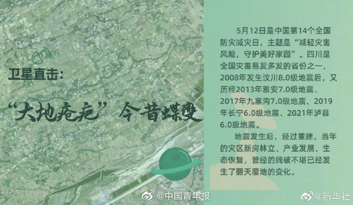 卫星俯瞰四川地震灾区变化