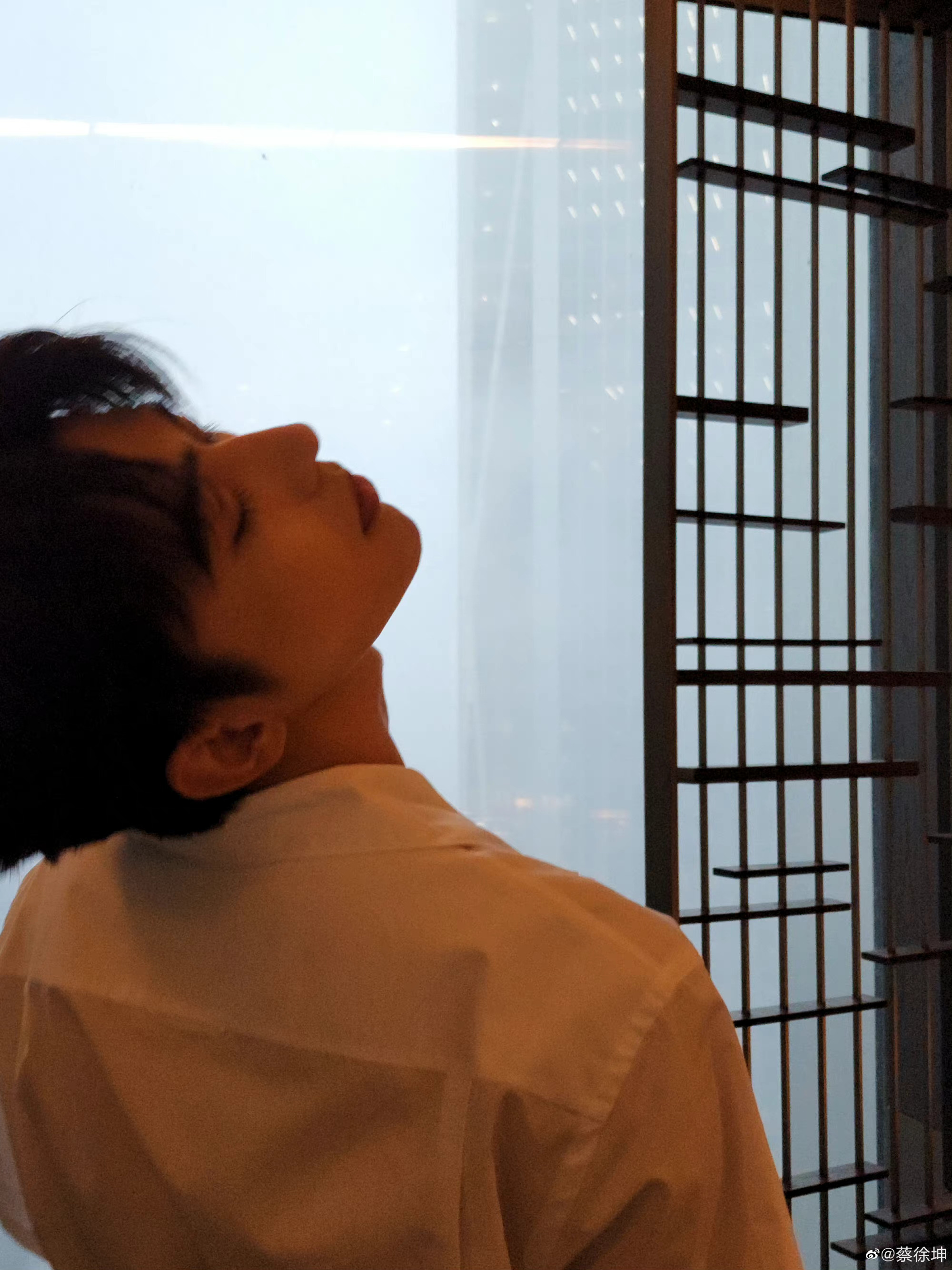 蔡徐坤分享随拍,坤坤侧颜好精致呀,氛围感十足