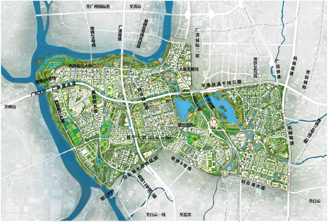 ▲白云湖数字科技城城市设计总平面图