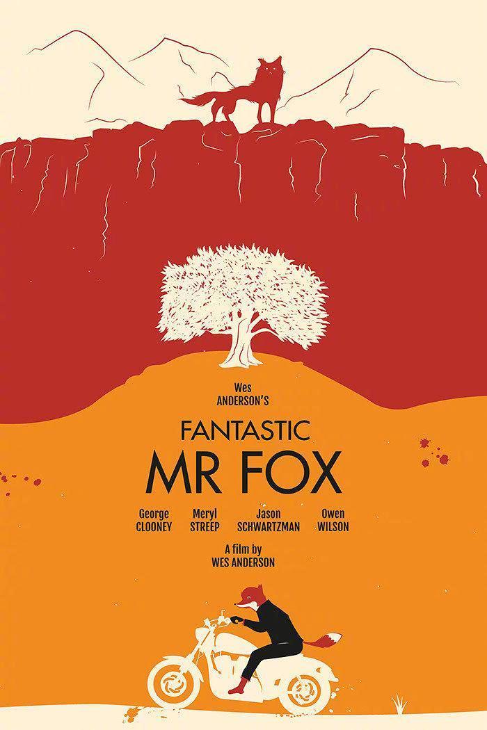 韦斯安德森电影的创意海报布达佩斯大饭店了不起的狐狸爸爸