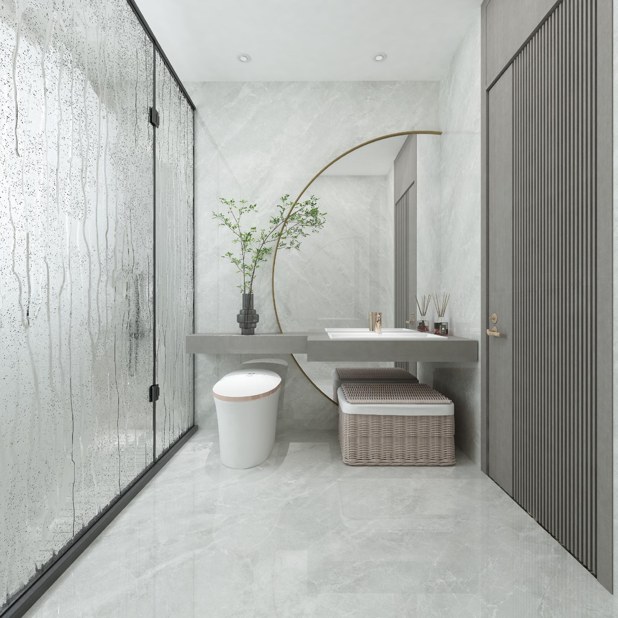 138㎡全屋灰色瓷砖极简软装轻奢风户型十分适合有品位的年轻人