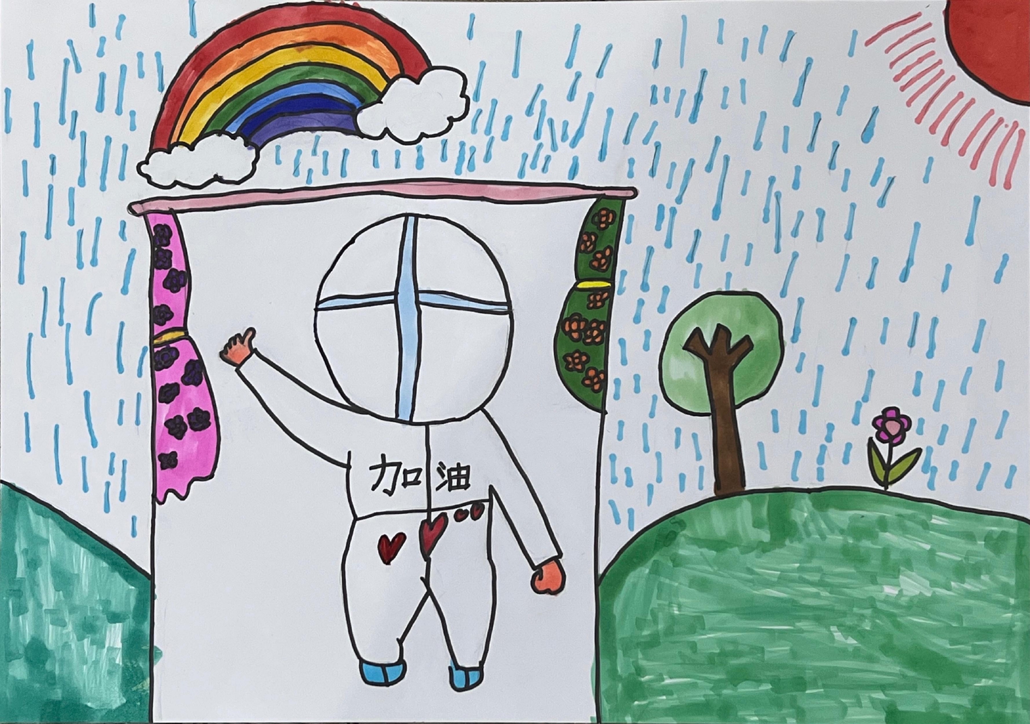 绘画记疫⑦小朋友画了大白长大要去做大白