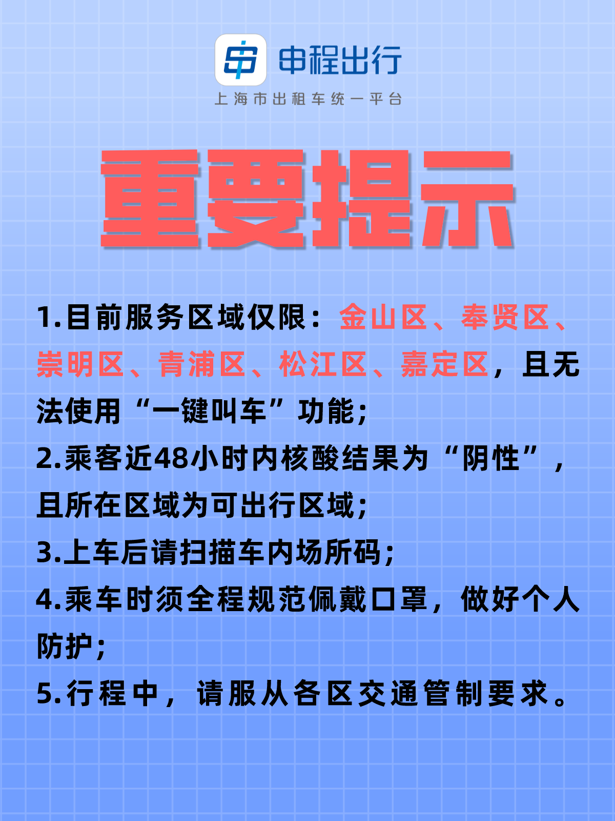 上海6个区开放呼叫出租车功能，乘客须48小时内核酸阴性