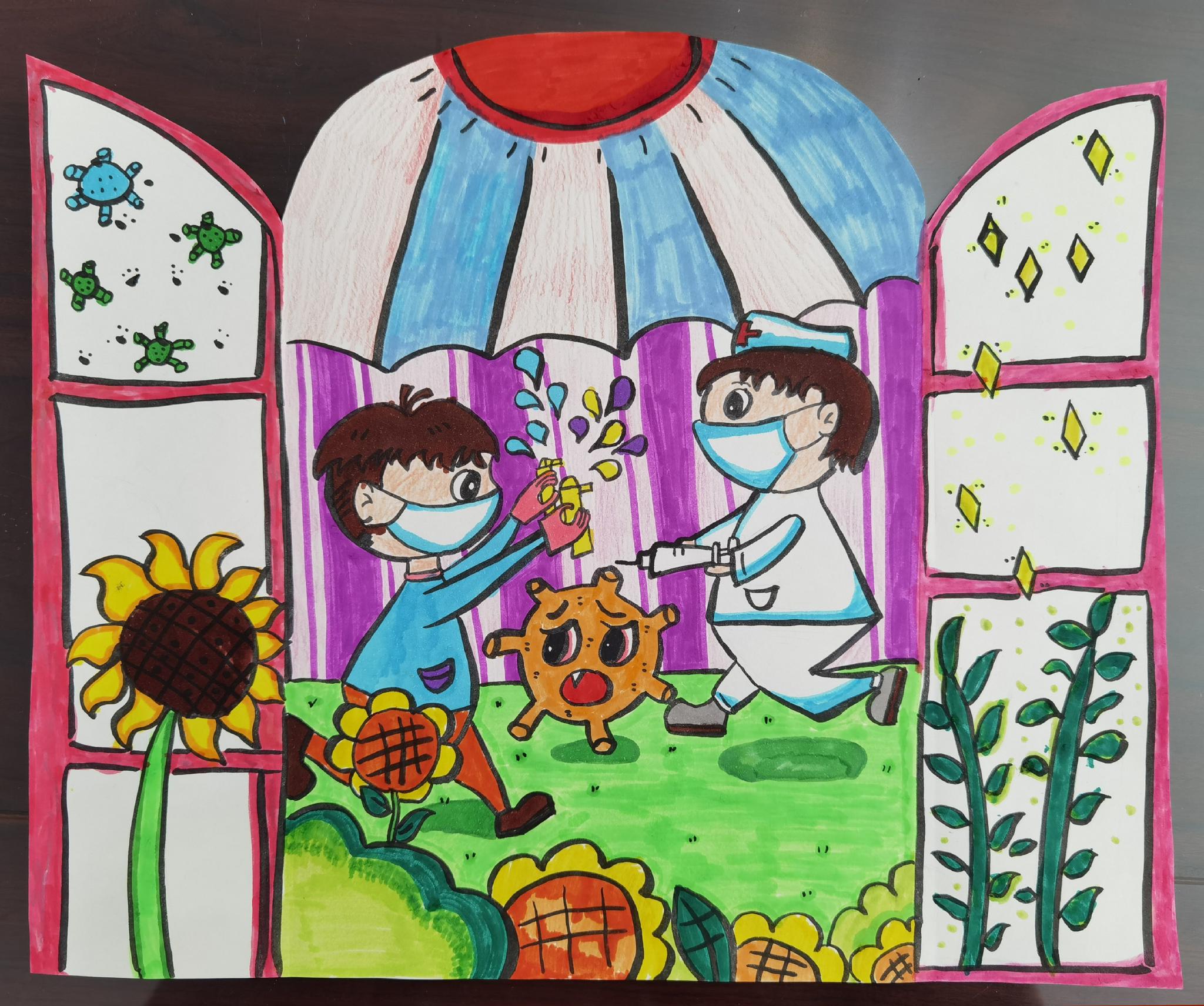 绘画记疫⑦|小朋友画了"大白",长大要去做"大白"|上海市_新浪财经