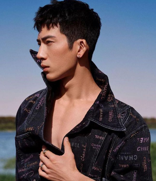 井柏然elle湖边泛舟封面,在紫色的诸葛草花海中泛轻舟,在湖光潋滟