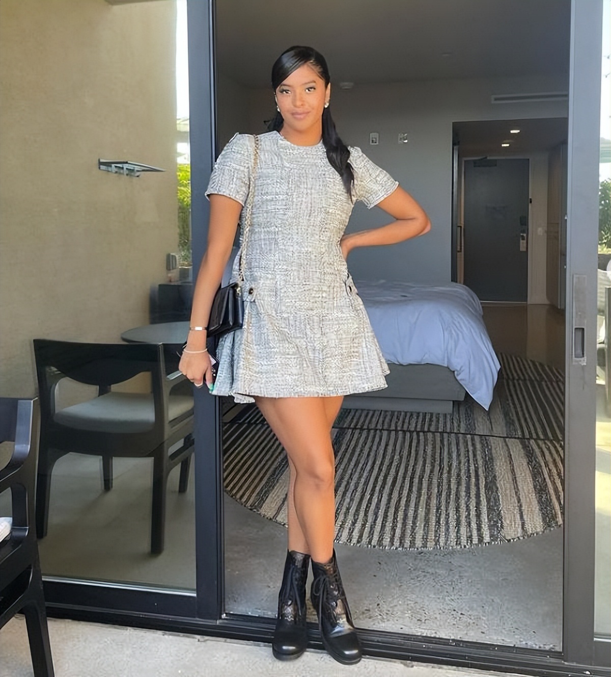 科比大女儿又长胖了身材壮实像妈妈和谷爱凌合影很自信