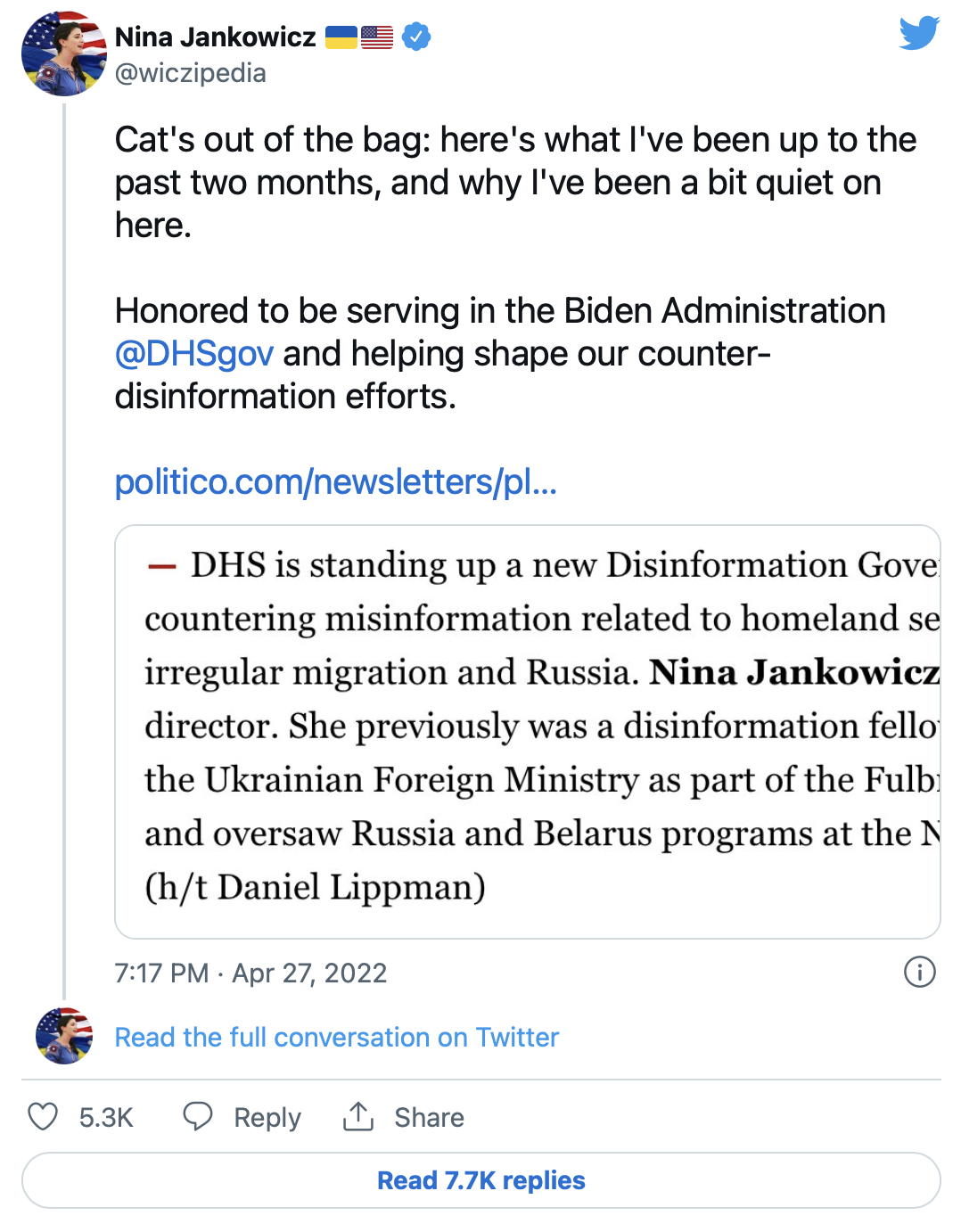 the|仅3周，拜登政府“信息打假”行动夭折