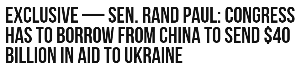 美议员：美国已经没有钱给乌克兰 必须向中国借钱