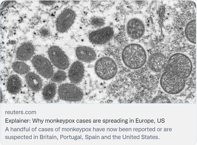 ▲解疑：为何猴痘病例在欧洲、美国蔓延。路透社报道截图