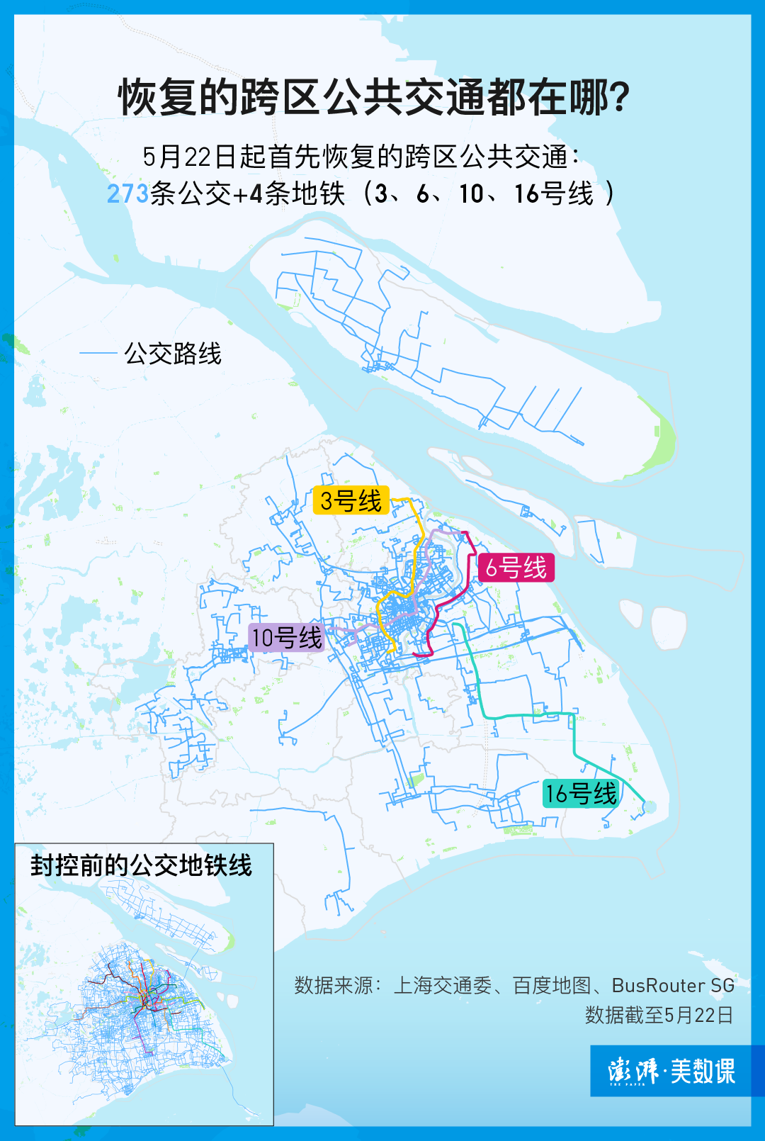 图解｜三张地图，看上海首先恢复的跨区公共交通都在哪？