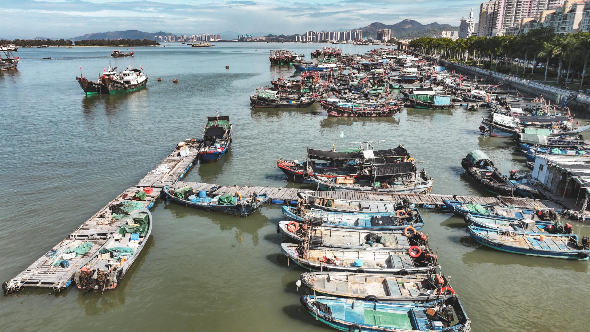 乘船在湖上观光,能近距离看到渔民日常的生活,很有香港的渔村味道