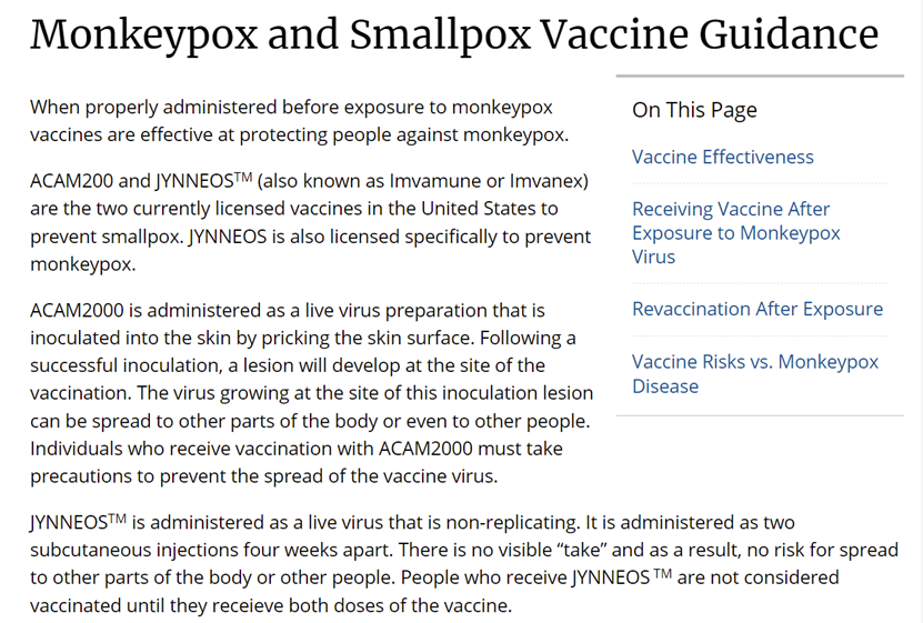 Screenshot of the CDC official website.