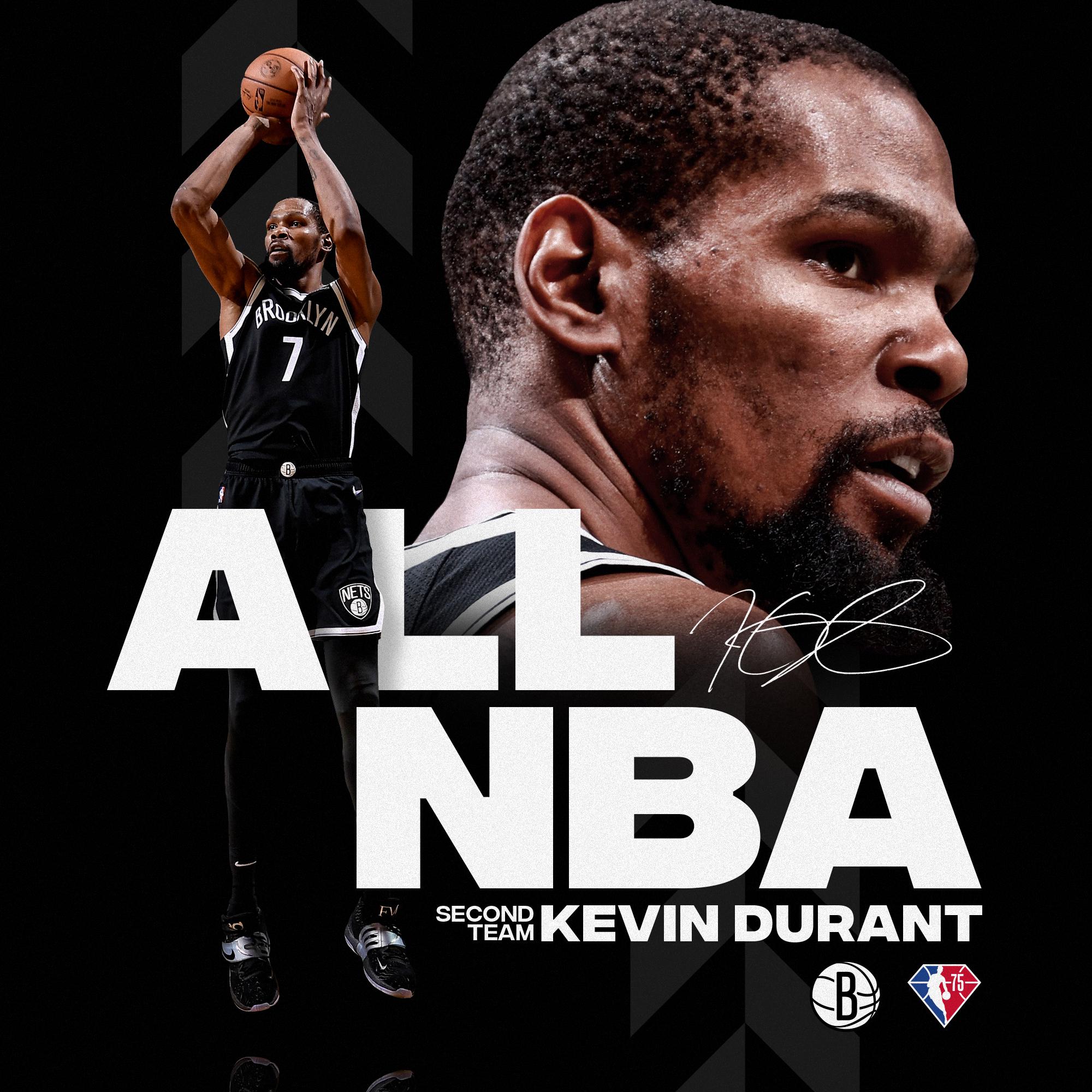 篮网官方祝贺杜兰特生涯第十次入选最佳阵容