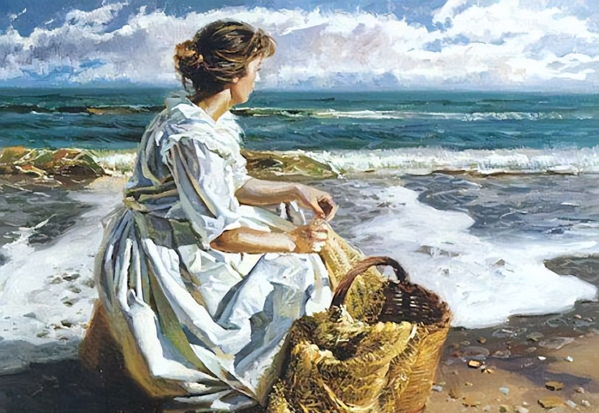 生活在海边阳光下的美女色调柔美唯美