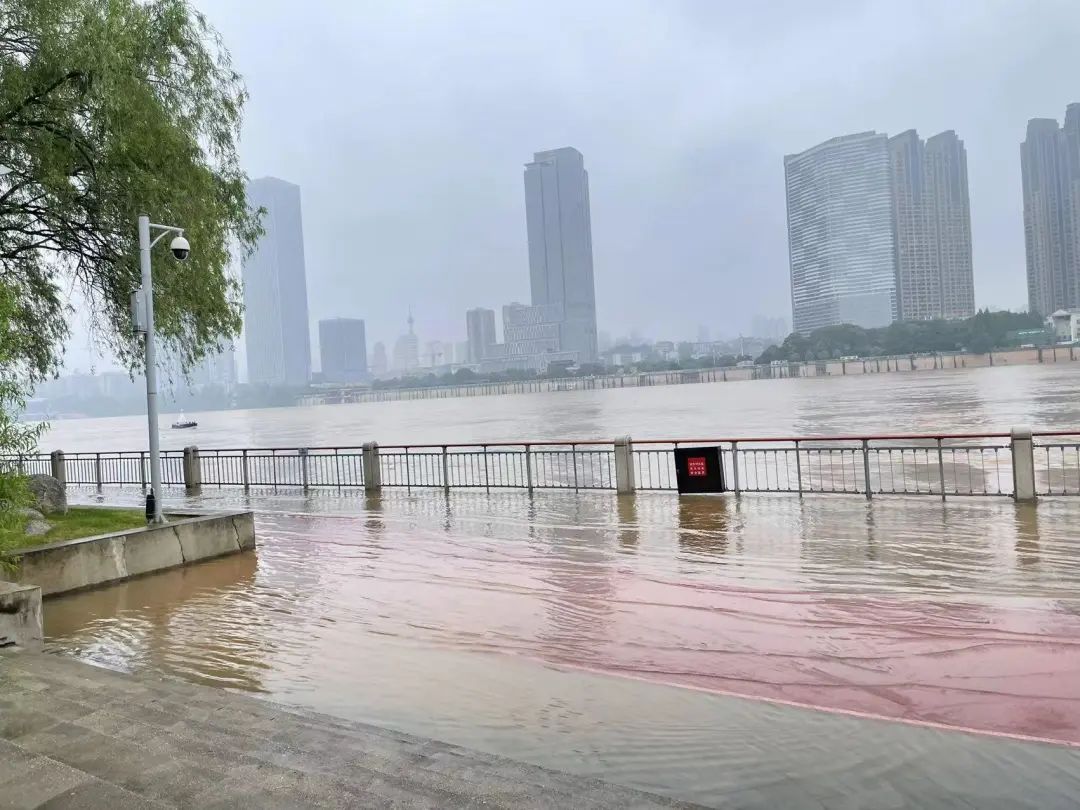 外围栏杆基本被淹没橘子洲景区发布重要提醒