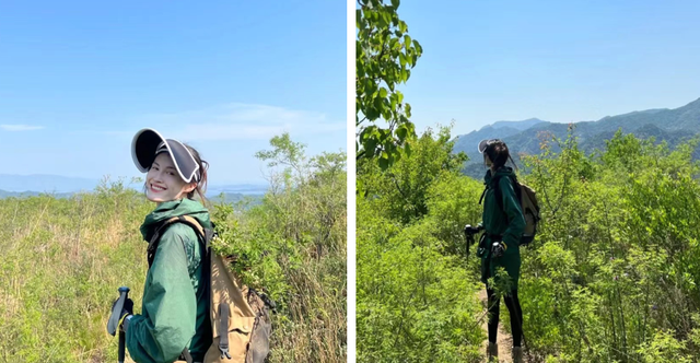 何穗穿紧身裤素颜爬山裤子太薄多次被扎坐地上啃面包不怕脏