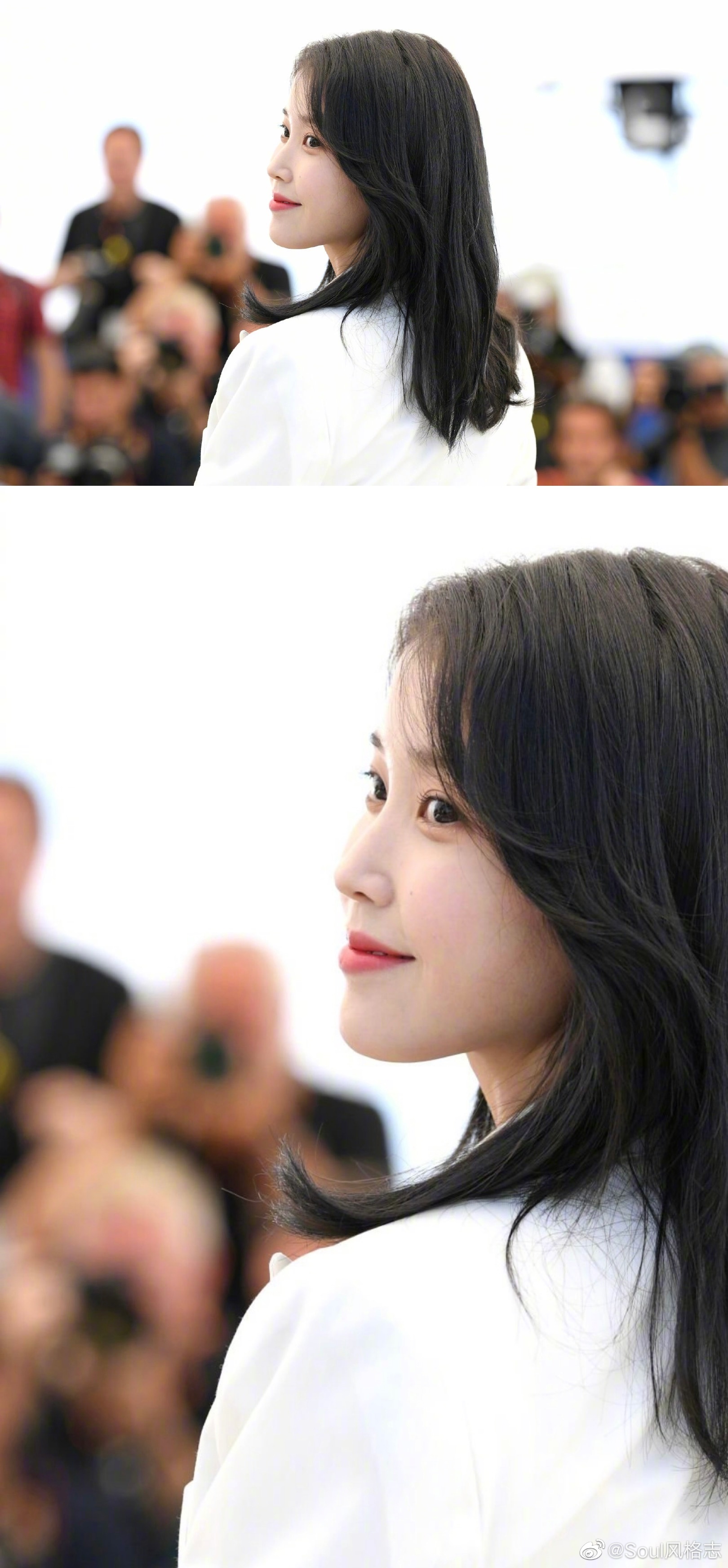 纯白色西装套装搭配锁骨发……|戛纳电影节|iu_新浪新闻
