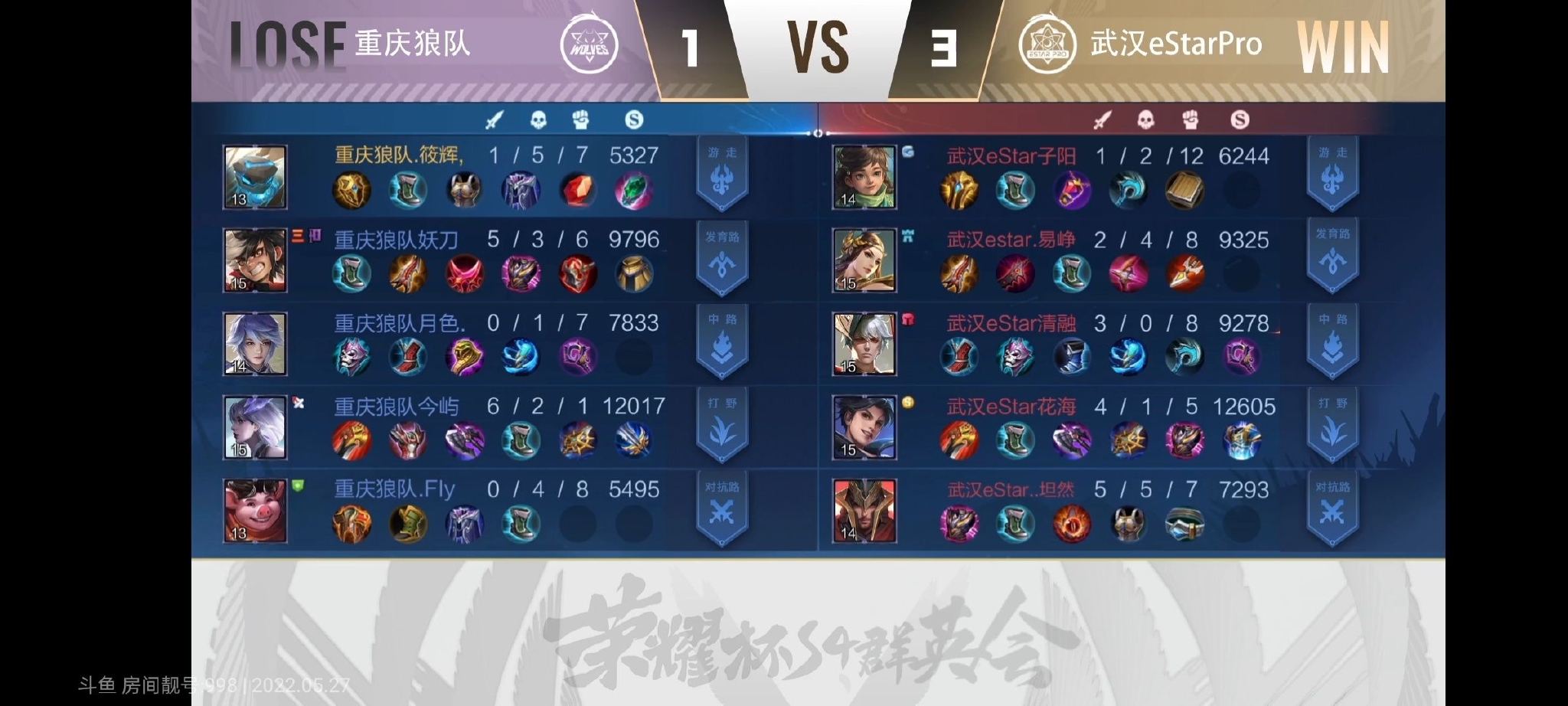 武汉eStarPro vs 重庆狼队 最终比分3:1 MVP给到了休闲区蓝鸢梦想 - Www.slyday.coM