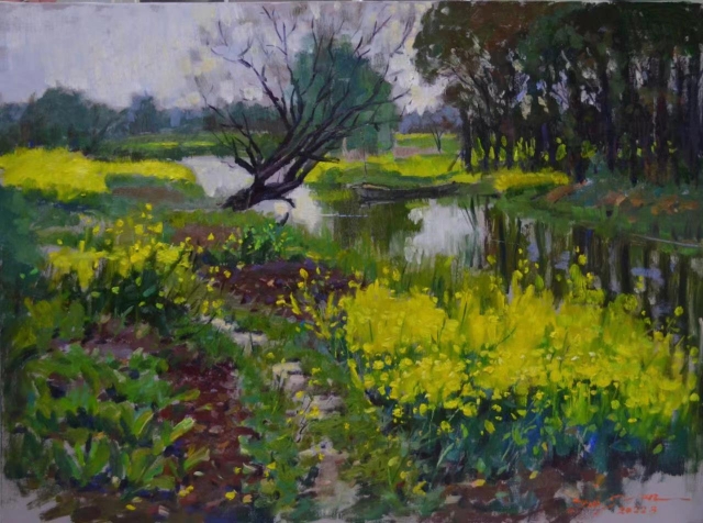 隋 军《春天奏鸣曲》陆 廷《话家常》杨继德《水田》(布面油画)"五月