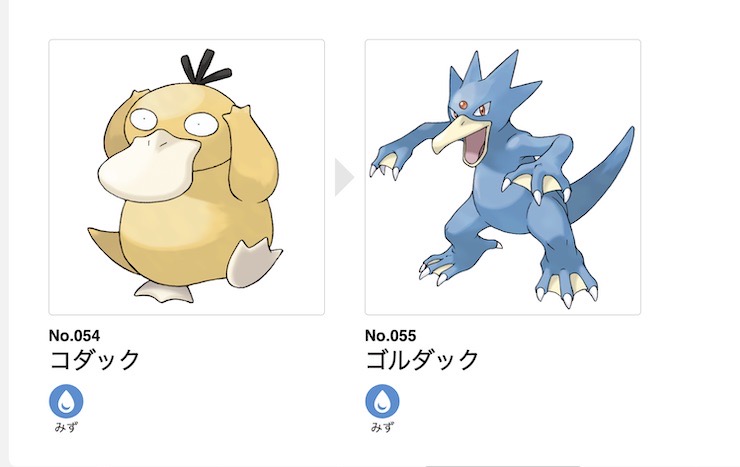 游戏中,可达鸭设定为一只鸭宝可梦,拥有足够经验时,可进化为哥达鸭.