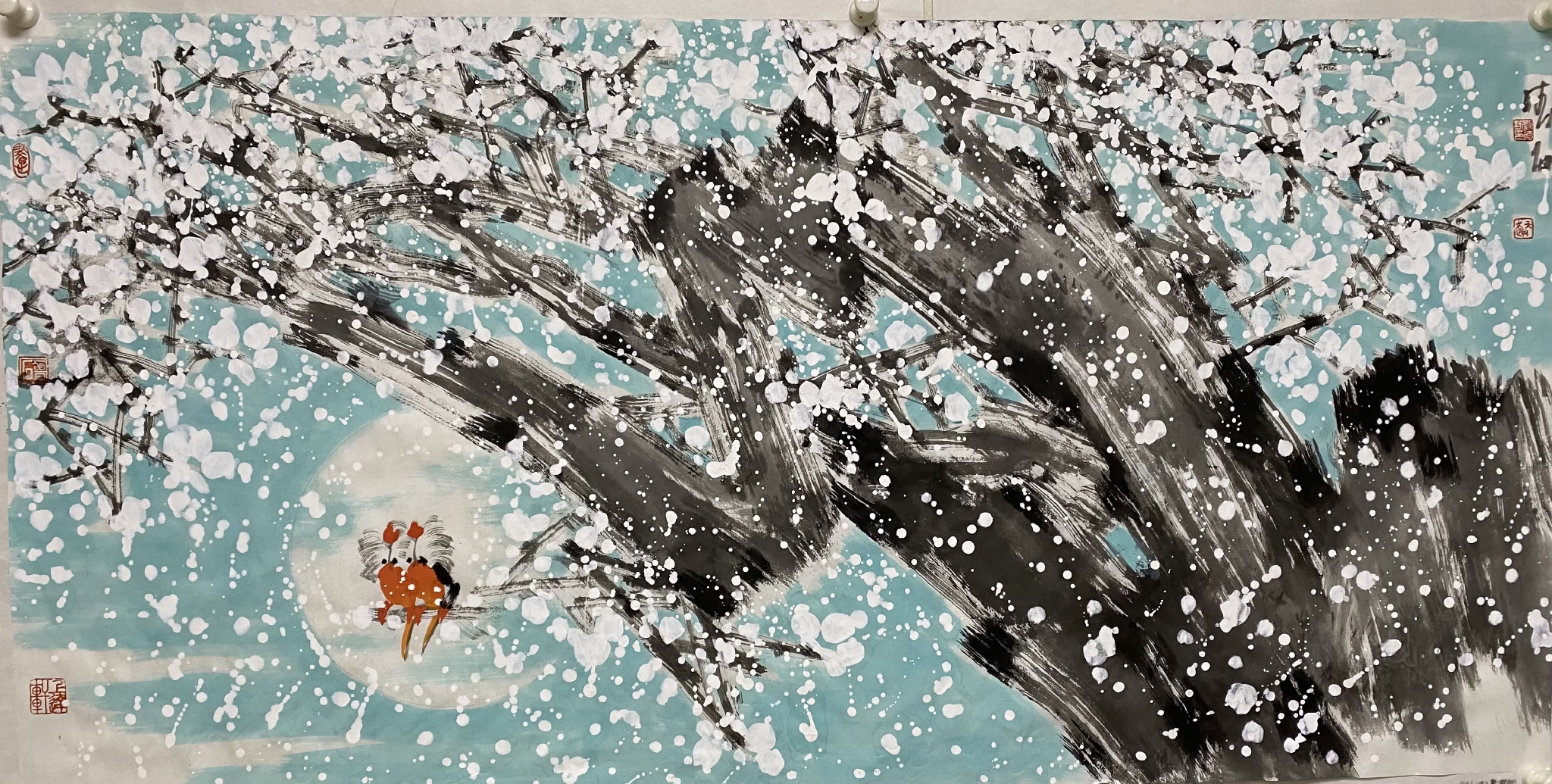 严寒中的春消息刘德功大写意雪梅图赏析