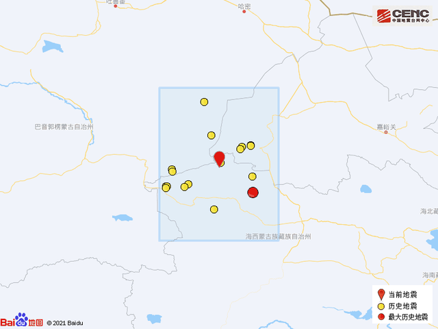 青海海西州茫崖市发生30级地震