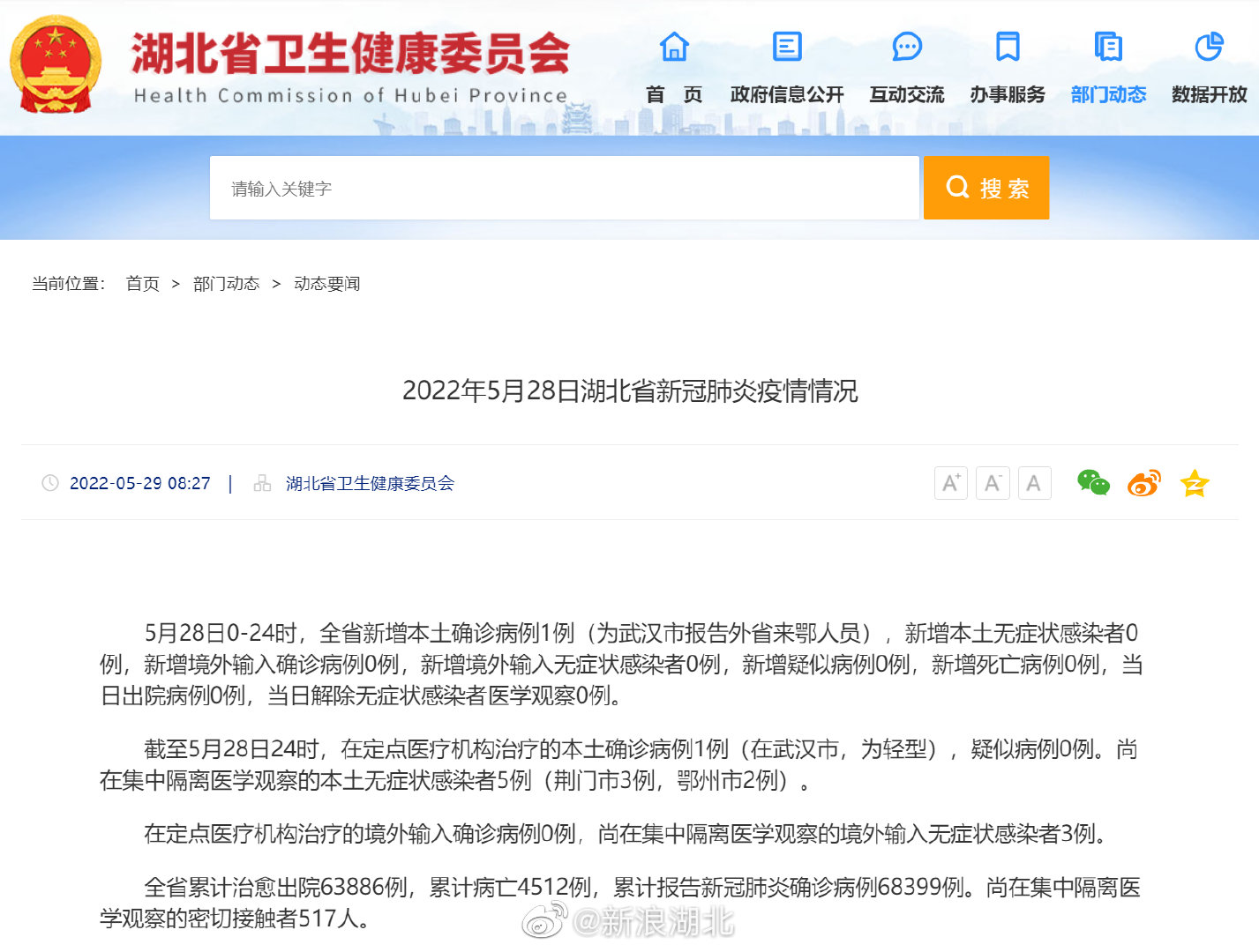 2022年5月28日湖北省新冠肺炎疫情情况|新冠肺炎|湖北_新浪新闻