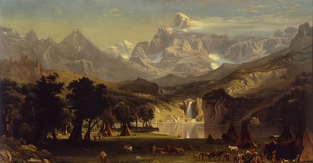 以浪漫的光和色描绘出美国西部大场景的风景油画