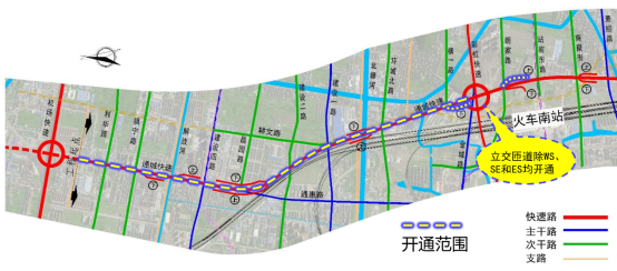 通城高架开通后,"第四纵"快速路进一步向萧山城区腹地延伸,并实现了与