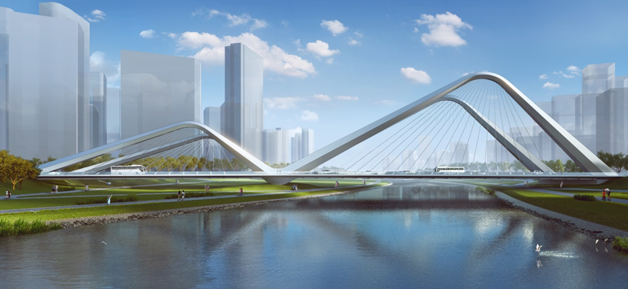 全国首座高钒密封钢丝绳吊索车行桥开始主桥钢箱梁架设