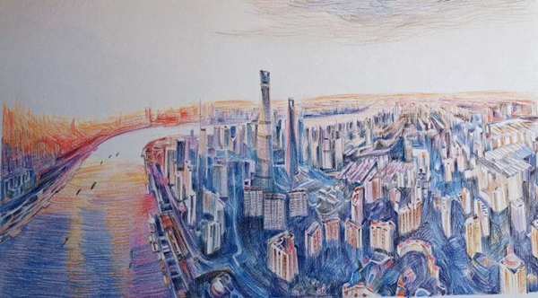 这12幅"我爱上海"手绘作品太美了!她将对城市的热爱倾注于色彩