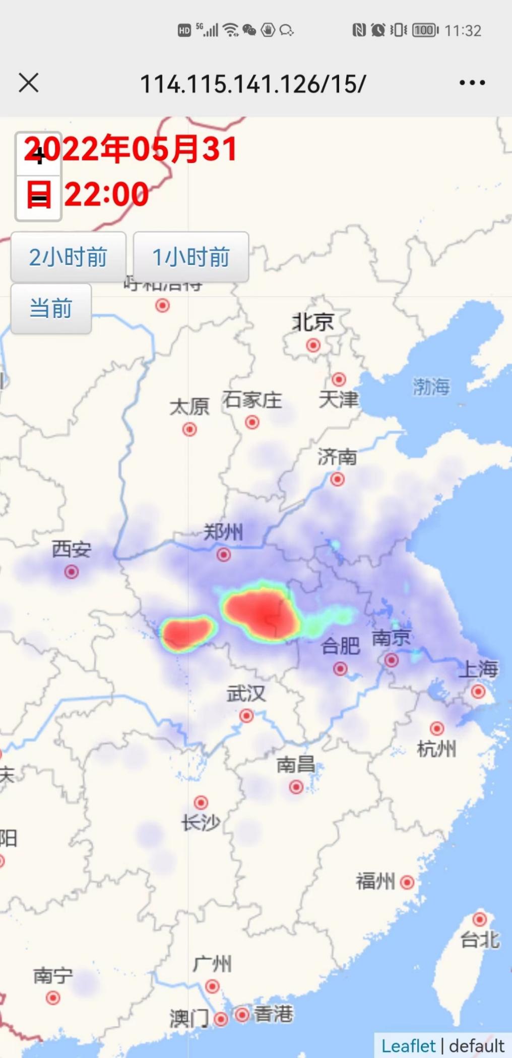 小麦主产区5月31日22:00稻麦联合收割机分布热点图