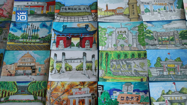 画笔间充满了爱 老师为高考生手绘梦想大学图