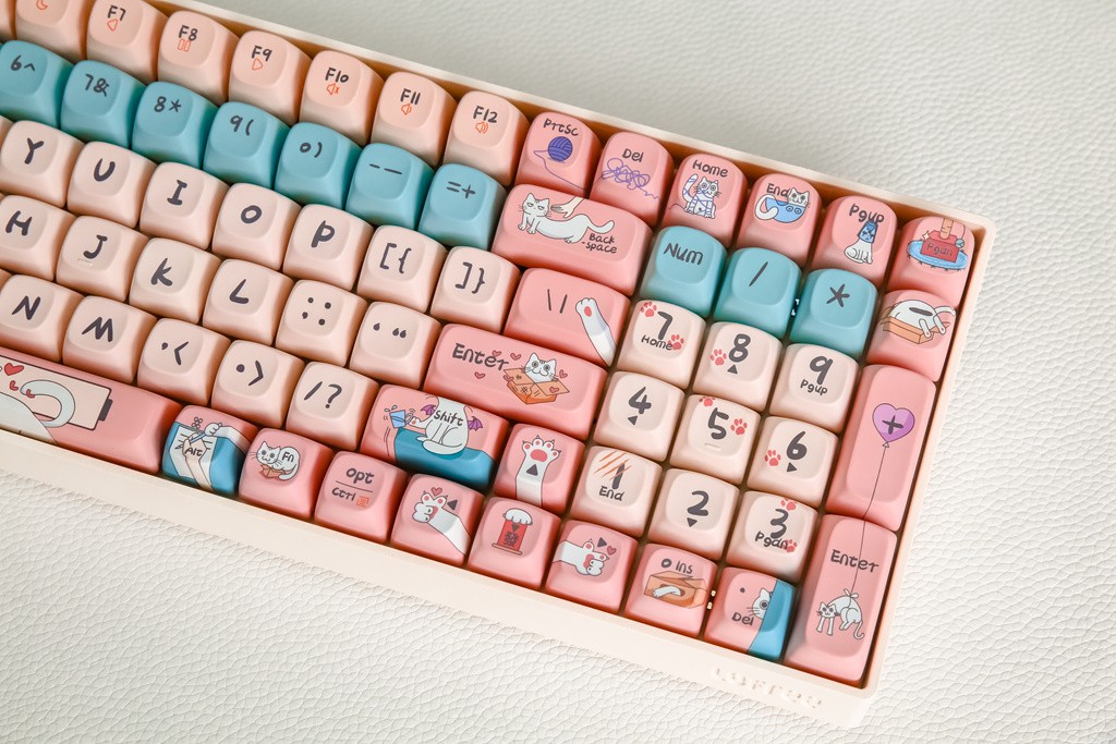一眼萌化的高颜值外设洛斐新小翘可爱猫咪主题键盘入手分享