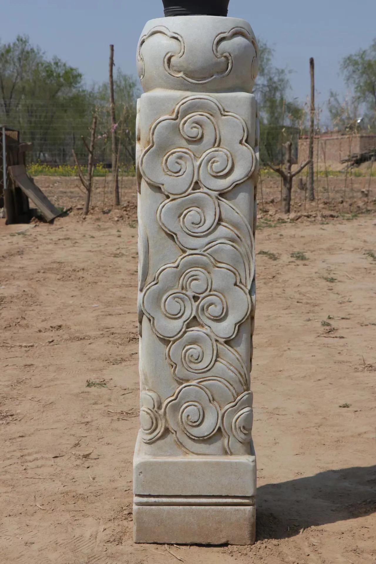 尺寸高106直径25上面鼓23#收藏##石雕##文玩#满工高浮雕祥云缭绕吉祥