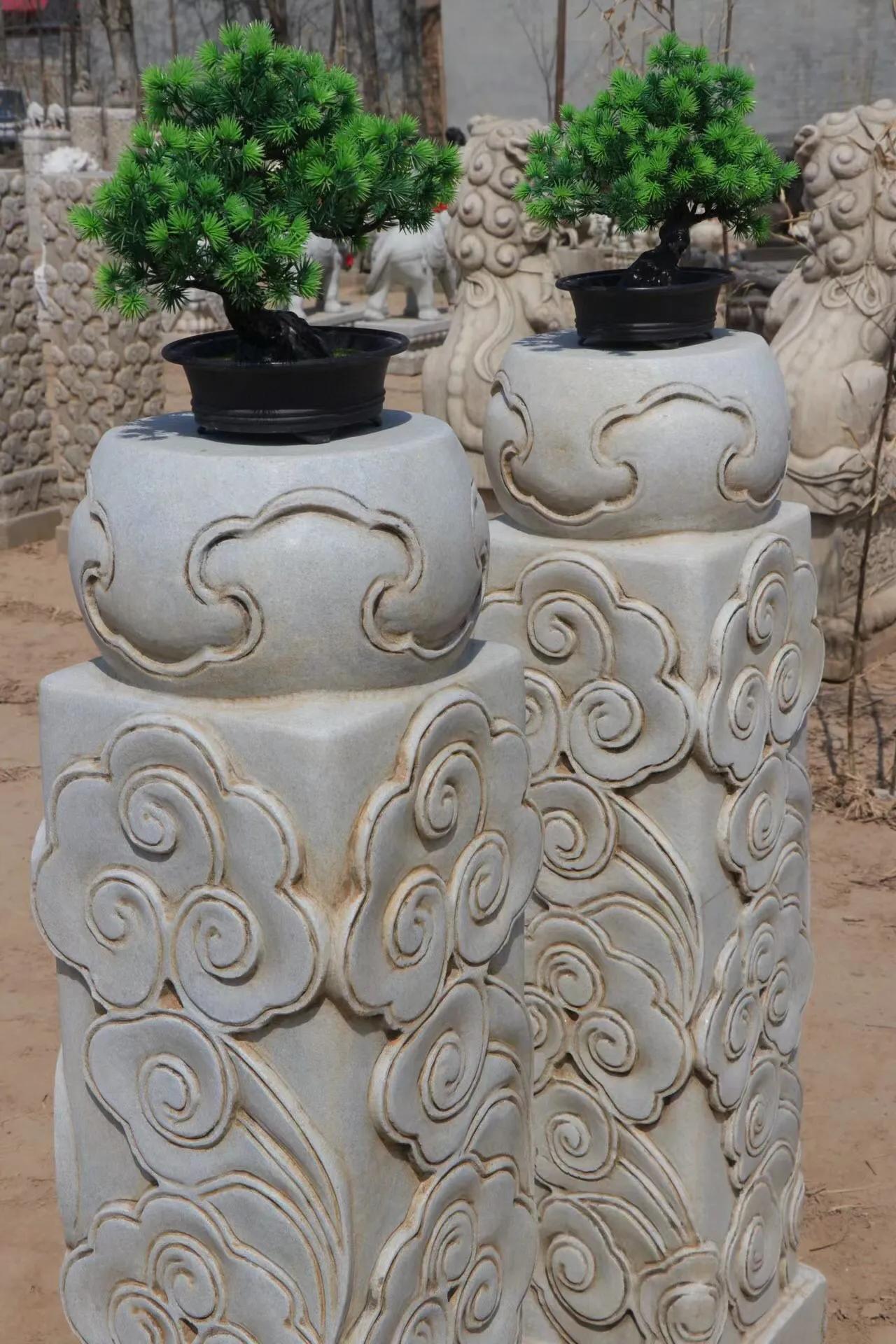 尺寸高106直径25上面鼓23#收藏##石雕##文玩#满工高浮雕祥云缭绕吉祥