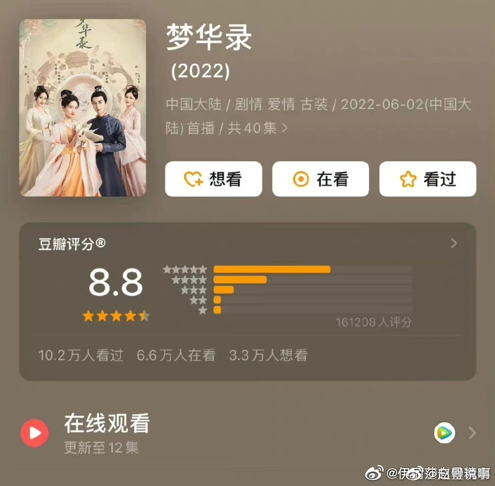 《梦华录》目前，豆／瓣口碑8.8分……休闲区蓝鸢梦想 - Www.slyday.coM