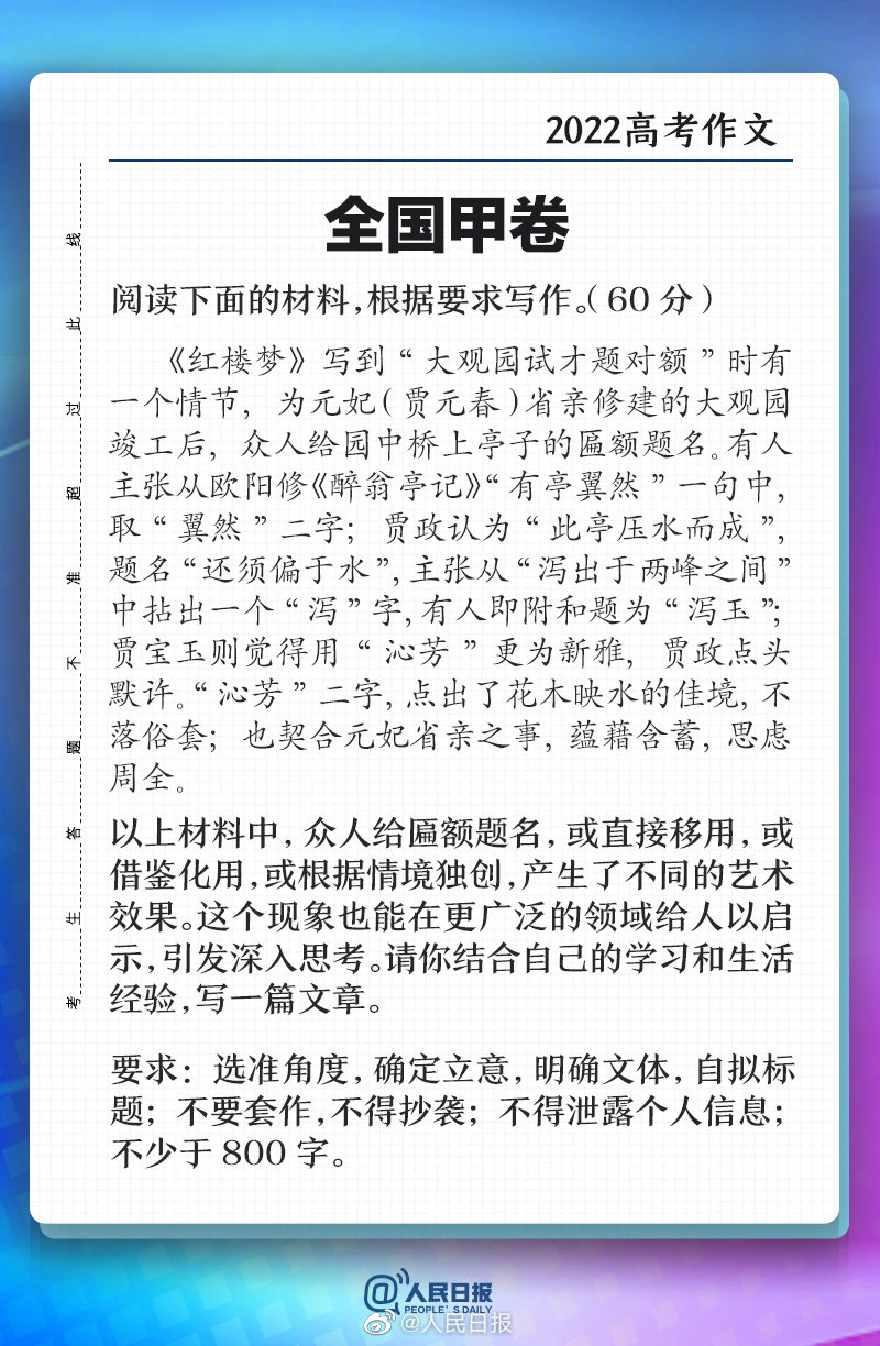 2022高考作文全国甲卷作文难倒网友：还好毕业得早休闲区蓝鸢梦想 - Www.slyday.coM