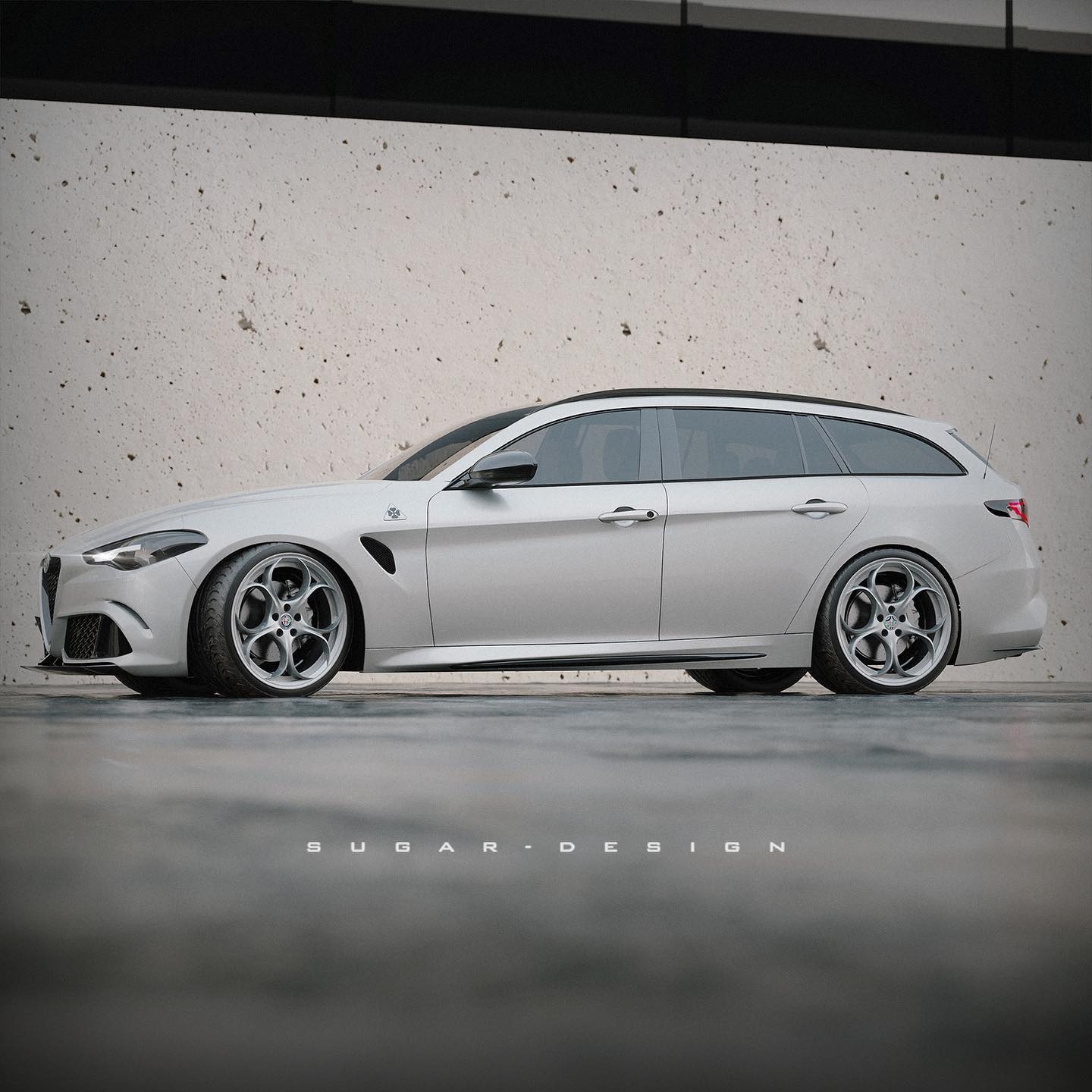 配宽体组件阿尔法罗密欧giulia旅行版假想图