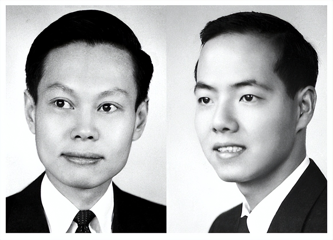 老照片青年杨振宁夫妇和李政道夫妇合影两个家庭其乐融融